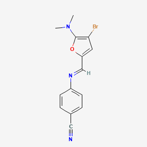 molecular formula C14H12BrN3O B12876622 4-(((4-Bromo-5-(dimethylamino)furan-2-yl)methylene)amino)benzonitrile 