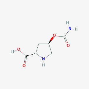 molecular formula C6H10N2O4 B12876697 (2S,4R)-4-(Carbamoyloxy)pyrrolidine-2-carboxylic acid 