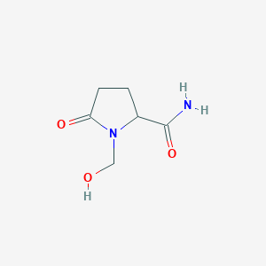 molecular formula C6H10N2O3 B12876752 1-(Hydroxymethyl)-5-oxopyrrolidine-2-carboxamide 