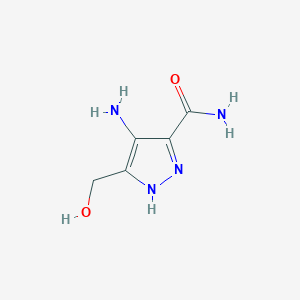 molecular formula C5H8N4O2 B12876761 4-amino-5-(hydroxymethyl)-1H-pyrazole-3-carboxamide 