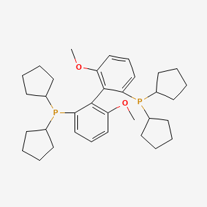 molecular formula C34H48O2P2 B12876836 (R)-(6,6'-Dimethoxy-[1,1'-biphenyl]-2,2'-diyl)bis(dicyclopentylphosphine) 