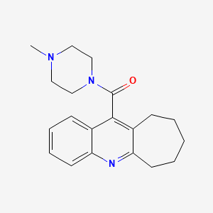 molecular formula C20H25N3O B12876847 Piperazine, 1-methyl-4-((7,8,9,10-tetrahydro-6H-cyclohepta(b)quinolin-11-yl)carbonyl)- CAS No. 36063-63-5