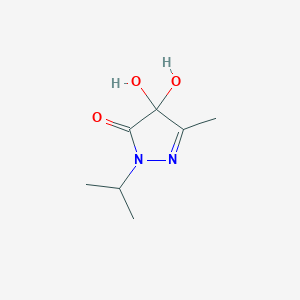 molecular formula C7H12N2O3 B12876855 4,4-Dihydroxy-1-isopropyl-3-methyl-1H-pyrazol-5(4H)-one 