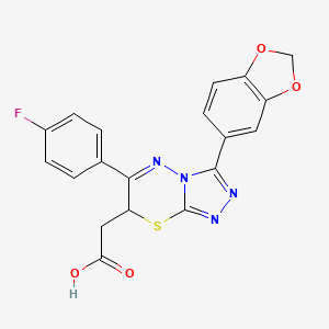 molecular formula C19H13FN4O4S B12876887 7H-1,2,4-Triazolo(3,4-b)(1,3,4)thiadiazine-7-acetic acid, 3-(1,3-benzodioxol-5-yl)-6-(4-fluorophenyl)- CAS No. 126598-24-1