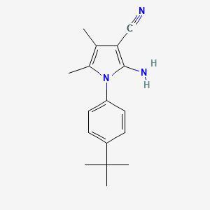 molecular formula C17H21N3 B12876956 2-Amino-1-(4-(tert-butyl)phenyl)-4,5-dimethyl-1H-pyrrole-3-carbonitrile 