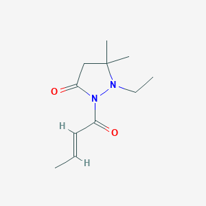 (E)-2-(But-2-enoyl)-1-ethyl-5,5-dimethylpyrazolidin-3-one