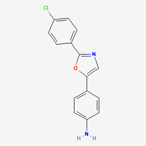 molecular formula C15H11ClN2O B12878102 4-[2-(4-Chlorophenyl)-1,3-oxazol-5-yl]aniline CAS No. 89752-97-6