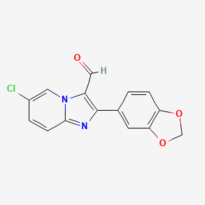 molecular formula C15H9ClN2O3 B1287816 2-(2H-1,3-benzodioxol-5-yl)-6-chloroimidazo[1,2-a]pyridine-3-carbaldehyde CAS No. 893612-37-8