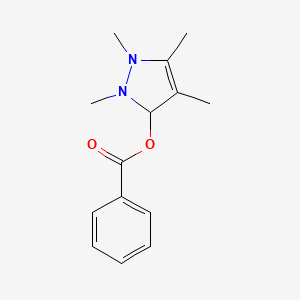 molecular formula C14H18N2O2 B12878458 1,2,4,5-Tetramethyl-2,3-dihydro-1H-pyrazol-3-yl benzoate 