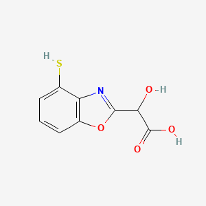 molecular formula C9H7NO4S B12878710 2-(Carboxy(hydroxy)methyl)-4-mercaptobenzo[d]oxazole 