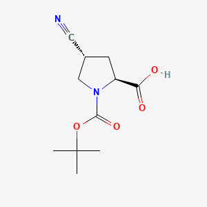 molecular formula C11H16N2O4 B1287916 (2S,4R)-1-(tert-butoxycarbonyl)-4-cyanopyrrolidine-2-carboxylic acid CAS No. 273221-94-6