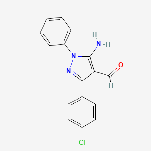 1H-Pyrazole-4-carboxaldehyde, 5-amino-3-(4-chlorophenyl)-1-phenyl-