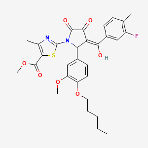 Methyl 2-(3-(3-fluoro-4-methylbenzoyl)-4-hydroxy-2-(3-methoxy-4-(pentyloxy)phenyl)-5-oxo-2,5-dihydro-1H-pyrrol-1-yl)-4-methylthiazole-5-carboxylate