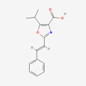 molecular formula C15H15NO3 B12880231 5-Isopropyl-2-styryloxazole-4-carboxylic acid 