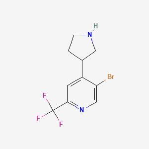 molecular formula C10H10BrF3N2 B12880293 5-Bromo-4-(pyrrolidin-3-yl)-2-(trifluoromethyl)pyridine 