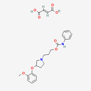 molecular formula C25H30N2O8 B12880338 3-(3-(2-Methoxyphenoxy)pyrrolidin-1-yl)propyl phenylcarbamate fumarate 