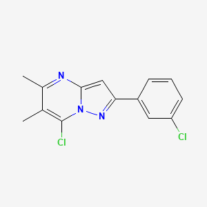 molecular formula C14H11Cl2N3 B1288060 7-氯-2-(3-氯苯基)-5,6-二甲基吡唑并[1,5-a]嘧啶 CAS No. 889939-43-9