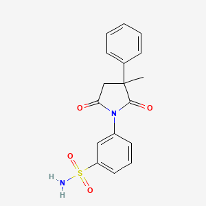 molecular formula C17H16N2O4S B12880798 3-(2,5-Dioxo-3-methyl-3-phenyl-1-pyrrolidinyl)benzenesulfonamide CAS No. 28103-56-2