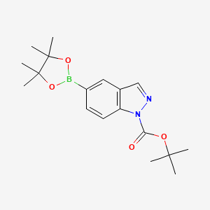 molecular formula C18H25BN2O4 B1288083 Tert-butyl 5-(4,4,5,5-tetramethyl-1,3,2-dioxaborolan-2-YL)-1H-indazole-1-carboxylate CAS No. 864771-44-8