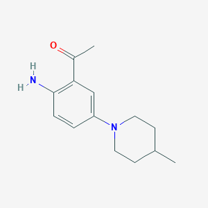 molecular formula C14H20N2O B1288098 1-[2-Amino-5-(4-methylpiperidino)phenyl]-1-ethanone CAS No. 886361-39-3