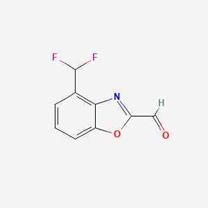 molecular formula C9H5F2NO2 B12881240 4-(Difluoromethyl)benzo[d]oxazole-2-carbaldehyde 