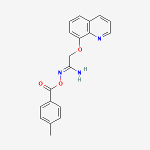 molecular formula C19H17N3O3 B12881247 N-((4-Methylbenzoyl)oxy)-2-(quinolin-8-yloxy)acetimidamide 