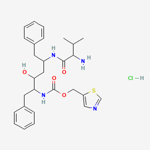 molecular formula C28H37ClN4O4S B1288179 1,3-Thiazol-5-ylmethyl N-[5-[(2-amino-3-methylbutanoyl)amino]-3-hydroxy-1,6-diphenylhexan-2-yl]carbamate;hydrochloride 