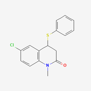 molecular formula C16H14ClNOS B12882697 6-Chloro-1-methyl-4-(phenylthio)-3,4-dihydro-2(1H)-quinolinone CAS No. 66365-65-9