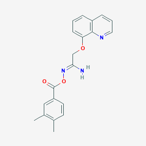 molecular formula C20H19N3O3 B12882962 N-((3,4-Dimethylbenzoyl)oxy)-2-(quinolin-8-yloxy)acetimidamide 