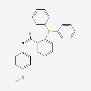 molecular formula C26H22NOP B12883114 Benzenamine, N-[[2-(diphenylphosphino)phenyl]methylene]-4-methoxy- CAS No. 212317-51-6