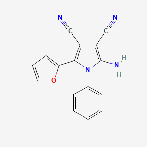 molecular formula C16H10N4O B12883132 2-amino-5-(furan-2-yl)-1-phenyl-1H-pyrrole-3,4-dicarbonitrile CAS No. 78563-60-7