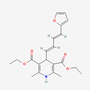 molecular formula C21H25NO5 B12883153 3,5-Pyridinedicarboxylic acid, 1,4-dihydro-2,6-dimethyl-4-(4-(2-furanyl)-1,3-butadienyl)-, diethyl ester CAS No. 71160-18-4