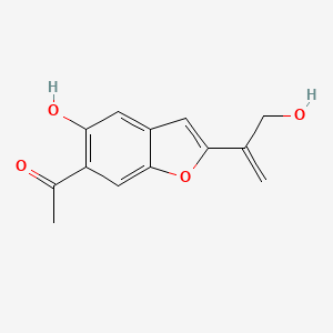 molecular formula C13H12O4 B12883164 1-[5-Hydroxy-2-(3-hydroxyprop-1-en-2-yl)-1-benzofuran-6-yl]ethan-1-one CAS No. 112936-02-4