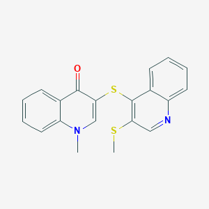 molecular formula C20H16N2OS2 B12883356 1-Methyl-3-((3-(methylthio)-4-quinolinyl)thio)-4(1H)-quinolinone CAS No. 83936-02-1