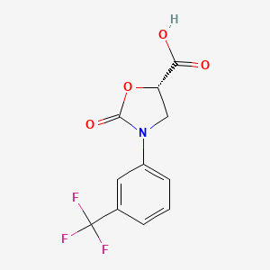 molecular formula C11H8F3NO4 B12883411 (5S)-2-oxo-3-[3-(trifluoromethyl)phenyl]-1,3-oxazolidine-5-carboxylic acid CAS No. 918543-53-0