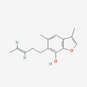 3,5-Dimethyl-6-(pent-3-en-1-yl)benzofuran-7-ol