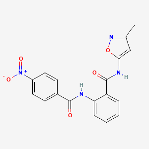 molecular formula C18H14N4O5 B12883673 N-(3-Methyl-1,2-oxazol-5-yl)-2-(4-nitrobenzamido)benzamide CAS No. 90059-35-1