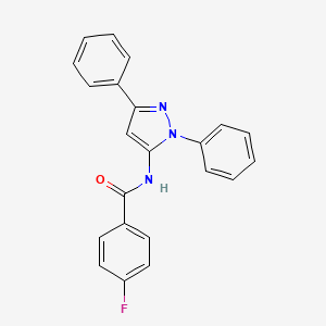 molecular formula C22H16FN3O B12884598 n-(1,3-Diphenyl-1h-pyrazol-5-yl)-4-fluorobenzamide CAS No. 781652-51-5