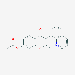 molecular formula C21H15NO4 B12884960 2-Methyl-4-oxo-3-(quinolin-8-yl)-4H-1-benzopyran-7-yl acetate CAS No. 66819-05-4