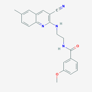 molecular formula C21H20N4O2 B12884961 N-(2-((3-Cyano-6-methylquinolin-2-yl)amino)ethyl)-3-methoxybenzamide CAS No. 606105-28-6