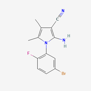 molecular formula C13H11BrFN3 B12884968 2-Amino-1-(5-bromo-2-fluorophenyl)-4,5-dimethyl-1H-pyrrole-3-carbonitrile 