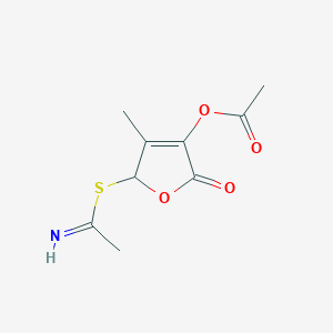 molecular formula C9H11NO4S B12885004 5-(Ethanimidoylsulfanyl)-4-methyl-2-oxo-2,5-dihydrofuran-3-yl acetate CAS No. 805180-28-3