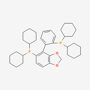 molecular formula C37H52O2P2 B12885024 Dicyclohexyl(2-(5-(Dicyclohexylphosphino)benzo[d][1,3]dioxol-4-yl)phenyl)phosphine 