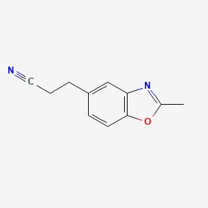 molecular formula C11H10N2O B12885135 3-(2-Methyl-1,3-benzoxazol-5-yl)propanenitrile CAS No. 61309-77-1