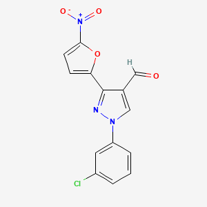 molecular formula C14H8ClN3O4 B12885370 1-(3-Chlorophenyl)-3-(5-nitrofuran-2-yl)-1H-pyrazole-4-carbaldehyde CAS No. 61619-76-9