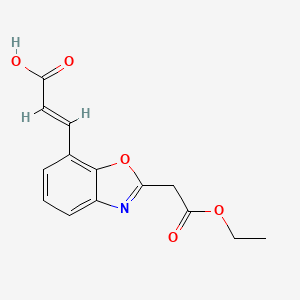 molecular formula C14H13NO5 B12885436 2-(2-Ethoxy-2-oxoethyl)benzo[d]oxazole-7-acrylic acid 