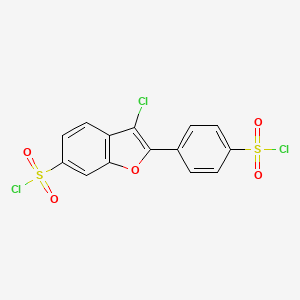 molecular formula C14H7Cl3O5S2 B12885474 3-Chloro-2-[4-(chlorosulfonyl)phenyl]-1-benzofuran-6-sulfonyl chloride CAS No. 88097-19-2