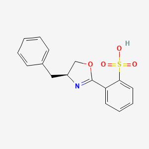 molecular formula C16H15NO4S B12885497 Benzenesulfonic acid, 2-[(4S)-4,5-dihydro-4-(phenylmethyl)-2-oxazolyl]- CAS No. 832104-36-6