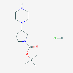 molecular formula C13H26ClN3O2 B12885544 tert-Butyl 3-(piperazin-1-yl)pyrrolidine-1-carboxylate hydrochloride 