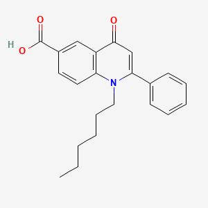 molecular formula C22H23NO3 B12885559 1-Hexyl-4-oxo-2-phenyl-1,4-dihydroquinoline-6-carboxylic acid CAS No. 90034-03-0